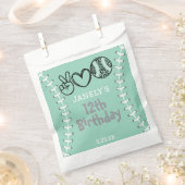 ピースラブソフトボール誕生日 フェイバーバッグ (クリップ留めされた状態)