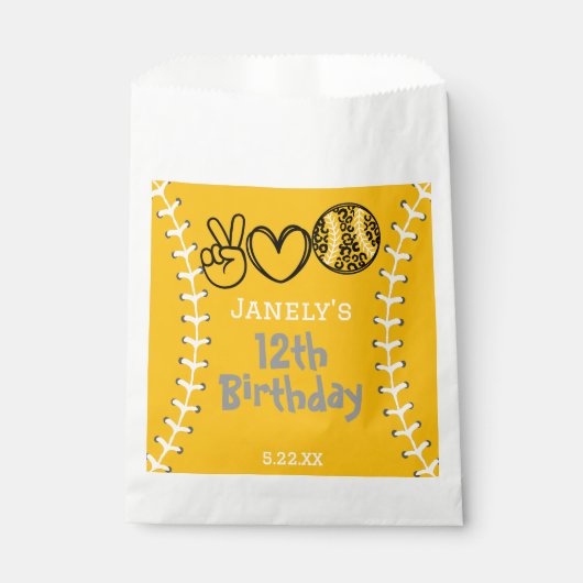 ピースラブソフトボール誕生日 フェイバーバッグ (正面)