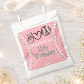 ピースラブソフトボール誕生日 フェイバーバッグ (クリップ留めされた状態)