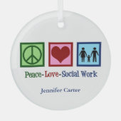 ピースラブソーシャルワーパーソナライズされたカー ガラスオーナメント (正面)