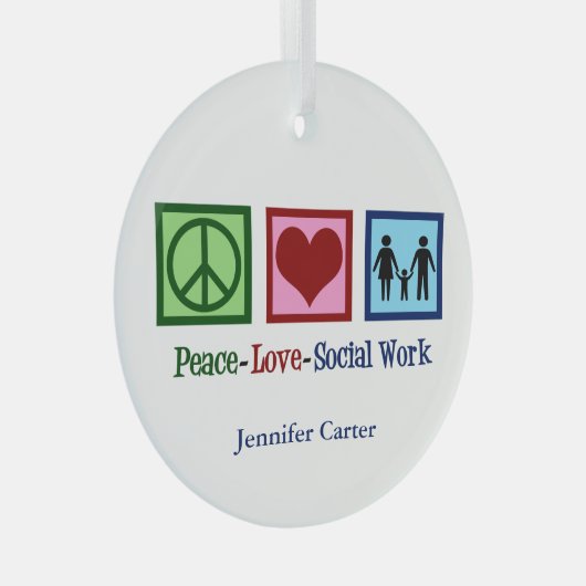 ピースラブソーシャルワーパーソナライズされたカー ガラスオーナメント (正面右)