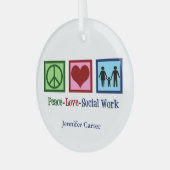 ピースラブソーシャルワーパーソナライズされたカー ガラスオーナメント (正面左)