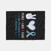 ピースラブタイプ1糖尿病認識度メンズウィメンズK フリースブランケット (正面(横))