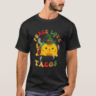 ピースラブタコス色グルーヴかわいいタコス猫とgh tシャツ