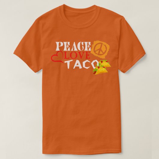 ピースラブタコス・メキシコ料理の恋人Cinco de Mayo Tシャツ (デザイン正面)