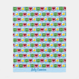 ピースラブダックキュートカスタムベビー フリースブランケット