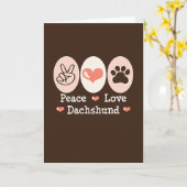 ピースラブダックスフントグリーティングカード カード (黄色い花)