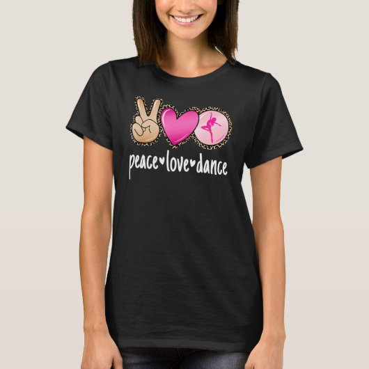 ピースラブダンスヒョウ印刷ママ女性女段 Tシャツ (正面)