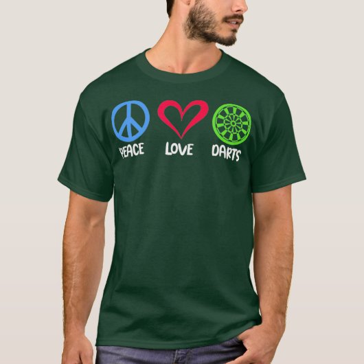 ピースラブダーツキュートダーツプレーヤー Tシャツ (正面)