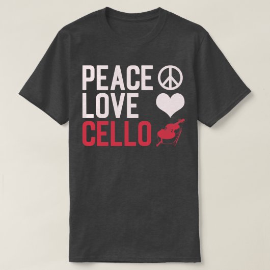 ピースラブチェロチェリスト Tシャツ (デザイン正面)