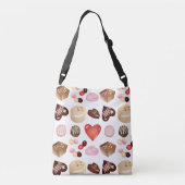 ピースラブチョコレートキャンディハートパターン クロスボディバッグ (裏面)