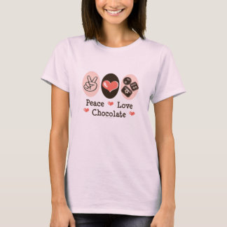 ピースラブチョコレートティーオーガニックー Tシャツ