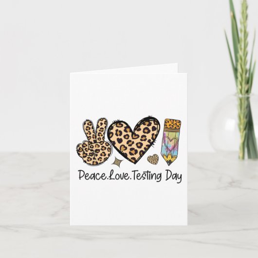 ピースラブテストシャツかわいいテストデイ先生 カード (正面)