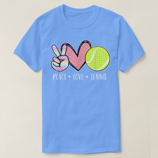 ピースラブテニスかわいいデザインfor女子10代の女 tシャツ (デザイン正面)