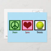 ピースラブテニスかわいいブルー ポストカード (正面/裏面)