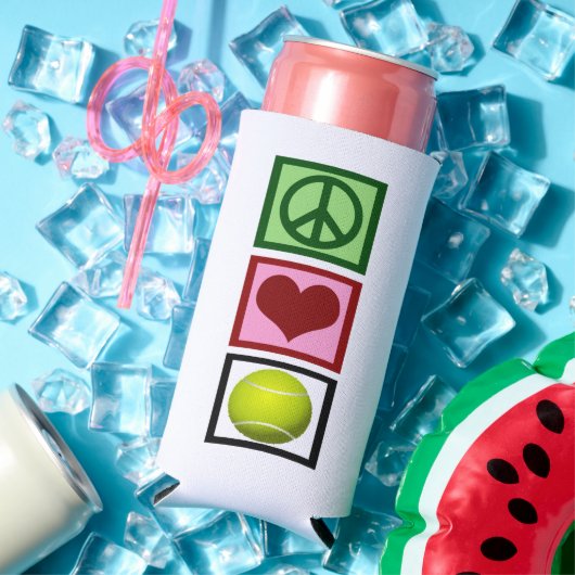 ピースラブテニスの選手かわいい スリム缶クーラー (インサイチュ 夏)