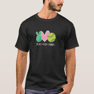 ピースラブテニススポーツアスリートボールゲームプレーヤー Tシャツ