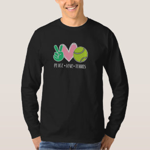 ピースラブテニススポーツアスリートボールゲームプレーヤー Tシャツ