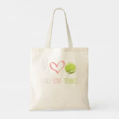 ピースラブテニスプレーヤーボールラブハート トートバッグ (裏面)