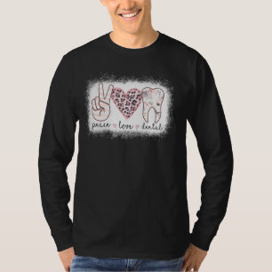 ピースラブデンタルヒョウ漂白ハート歯カット Tシャツ