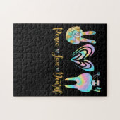 ピースラブデンタル絞り染めハート歯かわいい歯医者 ジグソーパズル (横)