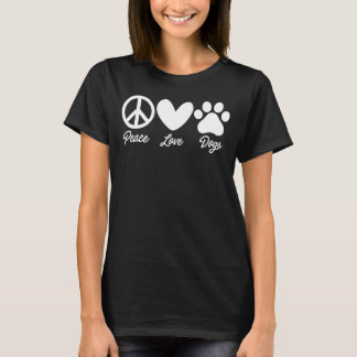 ピースラブドッググラフィック犬のオーナードッグペットドッグズTe Tシャツ