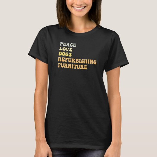 ピースラブドッグスリニューアル家具レトロ Tシャツ (正面)