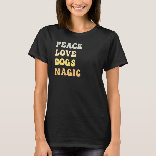 ピースラブドッグス魔法レトロ Tシャツ (正面)
