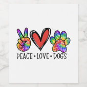 ピースラブドッグズポーズ絞り染めレインボーアニマルレスキュー ワインラベル (シングルラベル)