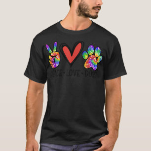 ピースラブドッグズポーズ絞り染めレインボーアニマルレスキュー Tシャツ
