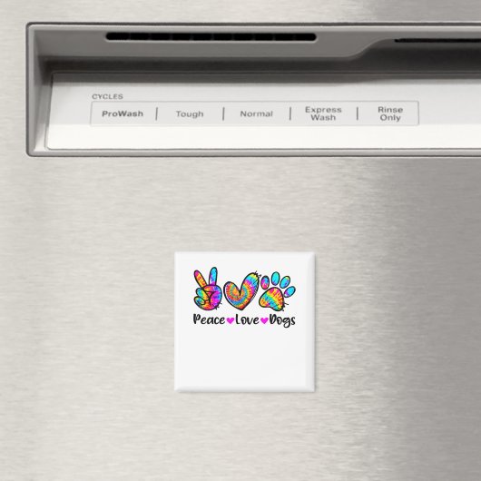 ピースラブドッグ絞り染めドッグポー犬ママ可愛いモテ マグネット (インサイチュ (食洗機))
