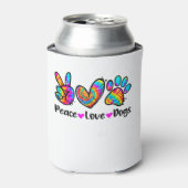 ピースラブドッグ絞り染めドッグポー犬ママ可愛いモテ 缶クーラー (缶正面)