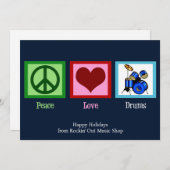 ピースラブドラムズカスタムミュージックショップクリスマス シーズンカード (正面/裏面)