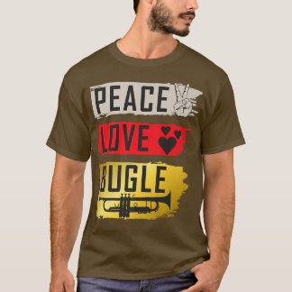 ピースラブドラムラインミュージックビュルミュージックインストゥルゥ Tシャツ