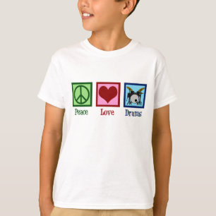 ピースラブドラム,かわいい子どもたちドラマー Tシャツ