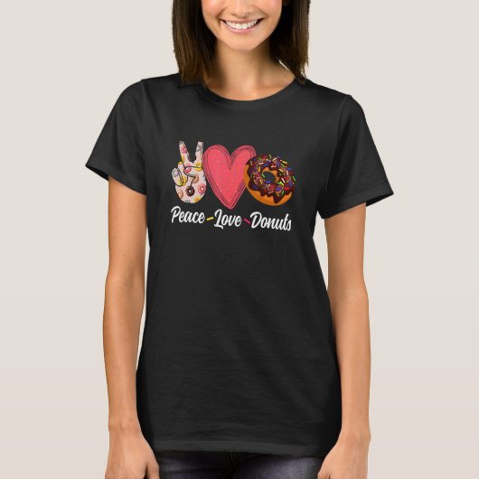 ピースラブドーナツ男女の子女 Tシャツ (正面)