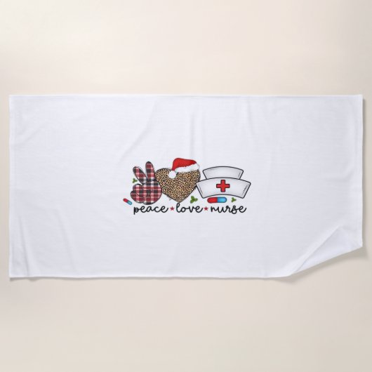 ピースラブナースハロウィンクラシックのTシャツ ビーチタオル (正面)