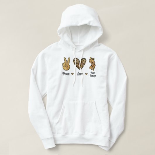 ピースラブニュージャージーレオパード国旗の地図お土産M パーカ (デザイン正面)