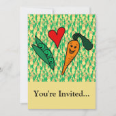 ピースラブニンジン、かわいい緑とオレンジのデザイン 招待状 (正面)