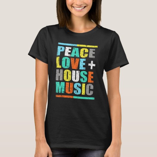 ピースラブハウスミュージック Tシャツ (正面)