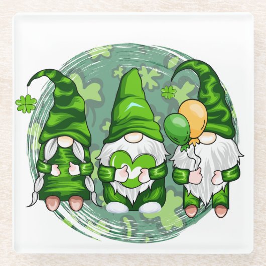 ピースラブハッピーST PATRICKS DAYかわいい格言 ガラスコースター (正面)
