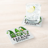 ピースラブハッピーST PATRICKS DAYかわいい格言 ガラスコースター (アングル)