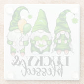 ピースラブハッピーST PATRICKS DAYかわいい格言 ガラスコースター (裏面)