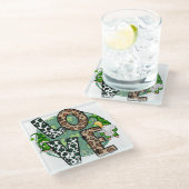 ピースラブハッピーST PATRICKS DAYかわいい格言 ガラスコースター (アングル)