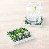 ピースラブハッピーST PATRICKS DAYかわいい格言 ガラスコースター (アングル)