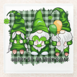 ピースラブハッピーST PATRICKS DAYかわいい格言 ガラスコースター