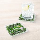 ピースラブハッピーST PATRICKS DAYかわいい格言 ガラスコースター (アングル)