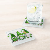 ピースラブハッピーST PATRICKS DAYかわいい格言 ガラスコースター (アングル)