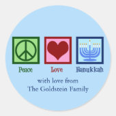 ピースラブハヌカーかわいいカスタムギフト ラウンドシール (正面)