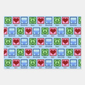 ピースラブハヌッカパターンライトブルーハヌカー(ユダヤ教の祭り) ラッピングペーパーシート (正面)